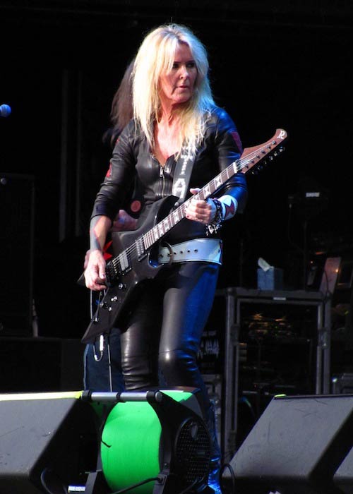 Lita Ford giving performance at Jones Beach in July 2012