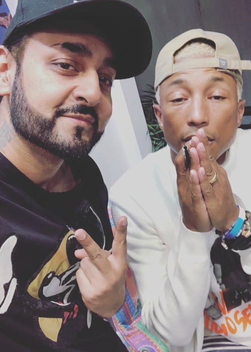 Manj Musik (Left) and Pharrell Williams in a selfie in March 2018