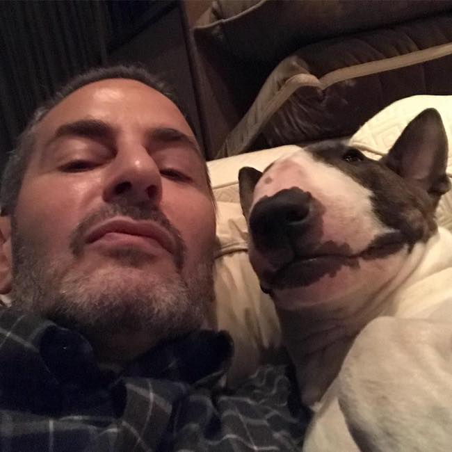 Marc Jacobs with his dog Neville Jacobs in October 2017