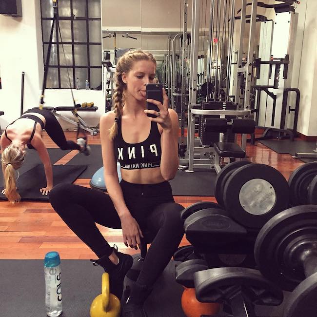 Abby Champion and Baskin Champion (Left) during a workout in the gym in February 2017