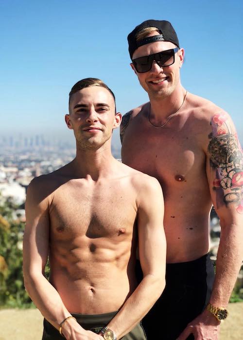 Adam Rippon and Jussi Pekka Kajaala showing shirtless bodies in 2018