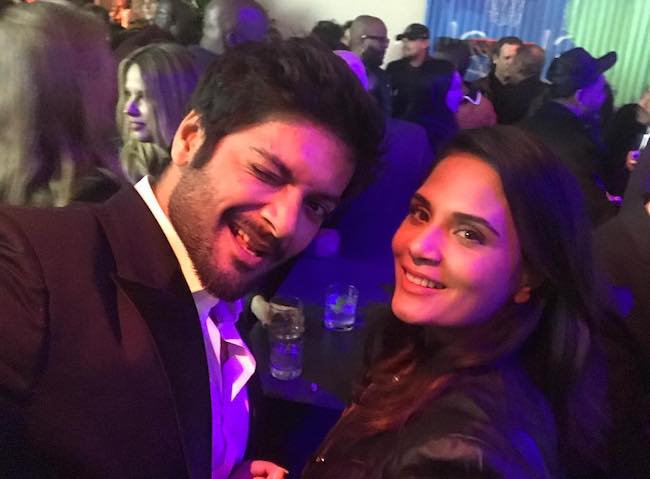 Ali Fazal and Richa Chadda in a selfie at WME Oscar Party in 2018