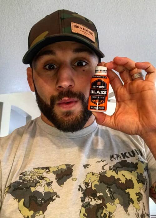 Chad Mendes promoting MTN OPS in a selfie in March 2018