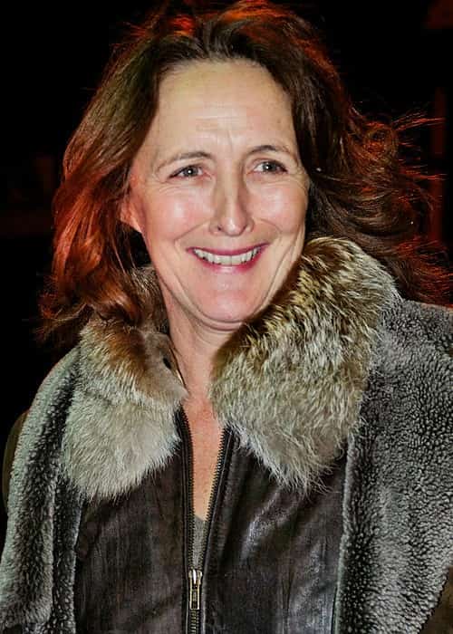 Fiona Shaw posing after a performance of Ibsen's John Gabriel Borkman in January 2011