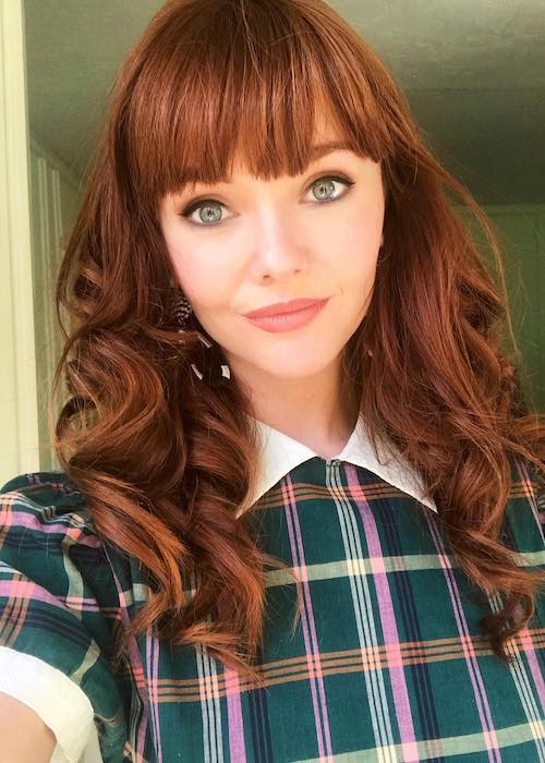 Hannah Rose May in green checked shirt in March 2018 selfie