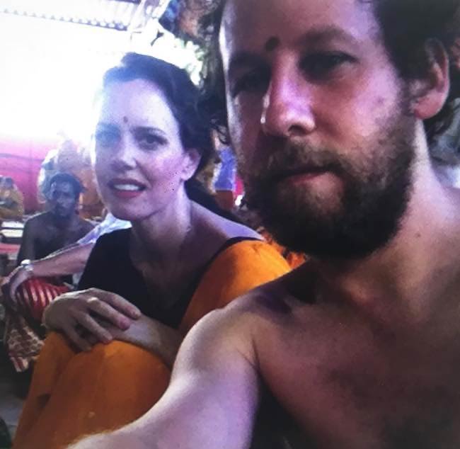 Ione Skye and Ben Lee during a puja in India in May 2017
