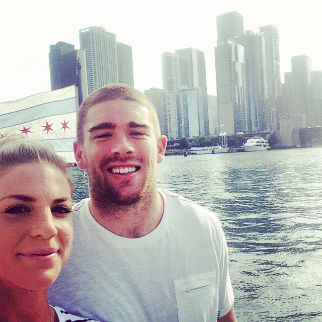 Julie Ertz and Zach Ertz while boat tours in Chicago in 2015