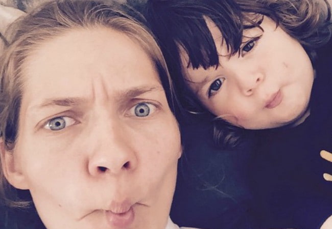 Karolin Wolter in a selfie with her son as seen in July 2015