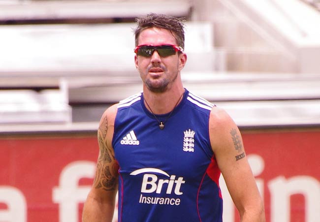 Kevin Pietersen during a practise session as seen in 2014