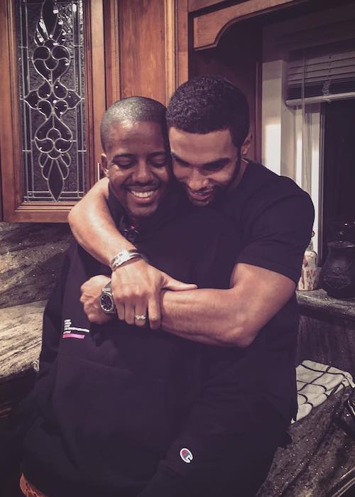 Lucien Laviscount with his friend celebrating 10 years of friendship in 2017