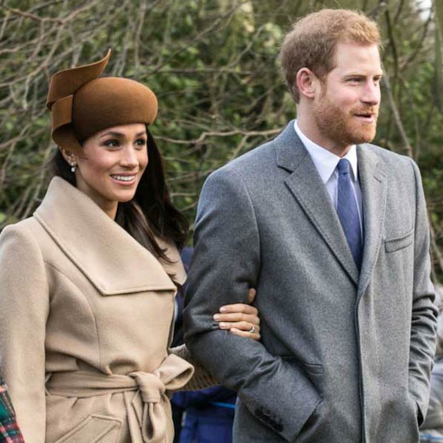 Prince Harry and Meghan Markle heading towards Sandringham based church on December 25, 2017