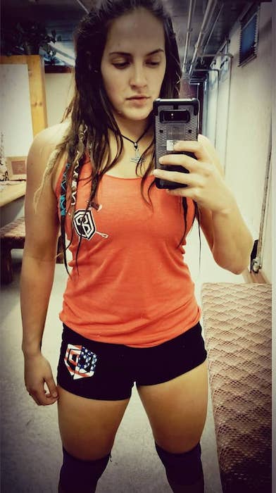 Sarah Logan wearing Born Primitive gear in March 2018