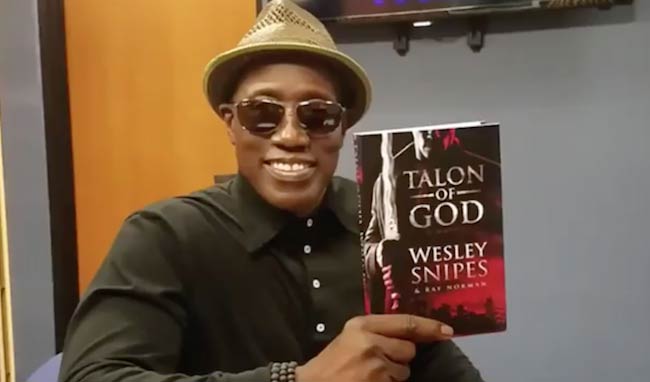 Wesley Snipes with his book "Talon of God" released in 2017