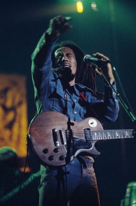Bob Marley performing at Forest National in Brussels, Belgium during the Exodus tour in 1977