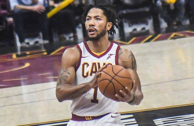 Derrick Rose of the Cleveland Cavaliers, seen playing in 2017