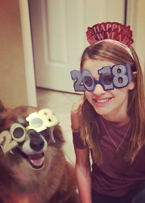 Isabella Cuda with her dog on New Year's Day in 2018
