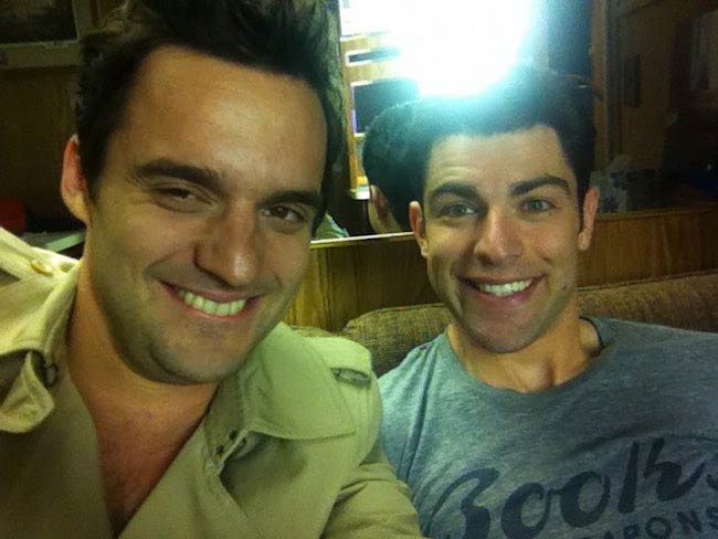 Jake Johnson with his "New Girl" co-star Max Greenfield (Right) in 2018