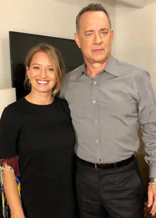 Katy Tur and Tom Hanks as seen in December 2017