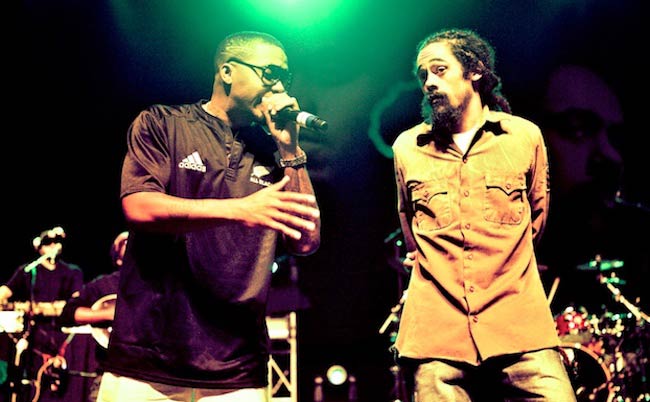 Rapper Nas and Damian Marley performing in Wellington, New Zealand in 2011