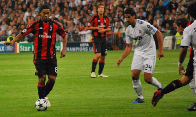 Ronaldinho (Left) and Sami Khedira during Real Madrid CF-AC Milan match during 2010-2011 UEFA Champions League