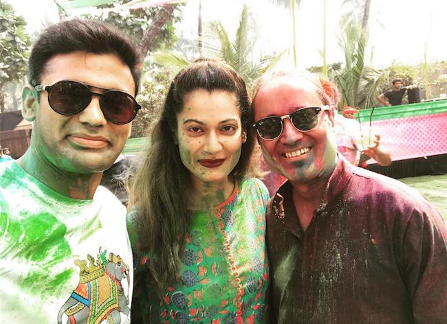 Sangram Singh and wife Payal Rohatgi during Holi festival in March 2018