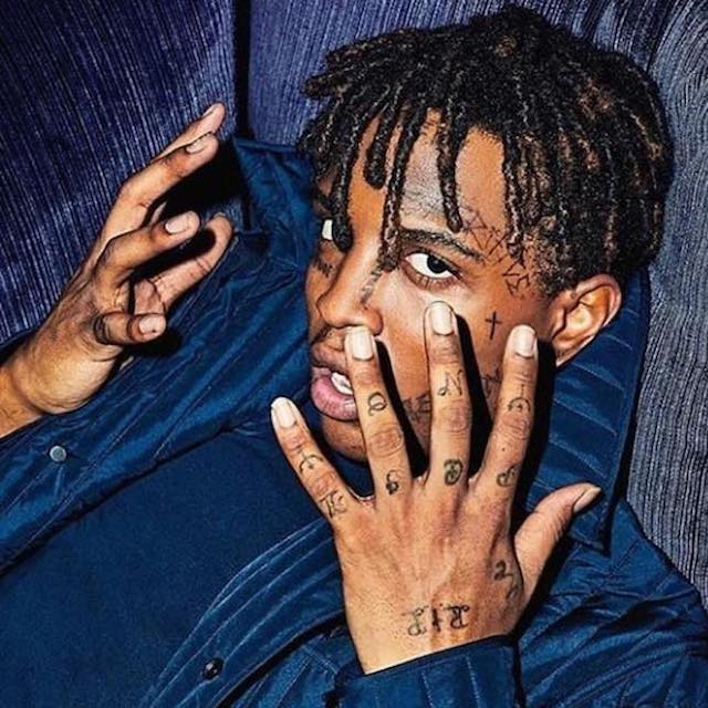Ski Mask the Slump God showing his hand tattoos as seen in May 2018