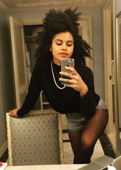 Zazie Beetz's hotel room selfie in August 2017