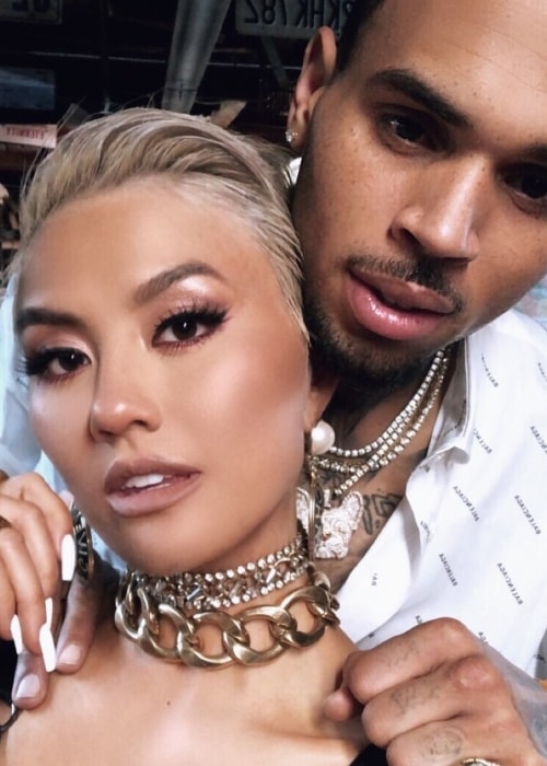 Agnez Mo posing in an Instagram selfie with Chris Brown in My 2018