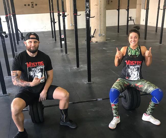 Bayley with her CrossFit instructor Josh Gallegos in March 2018 in Chicago