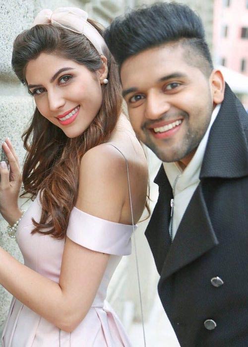 Elnaaz Norouzi with Guru Randhawa after getting cast in his song Made In India in 2018