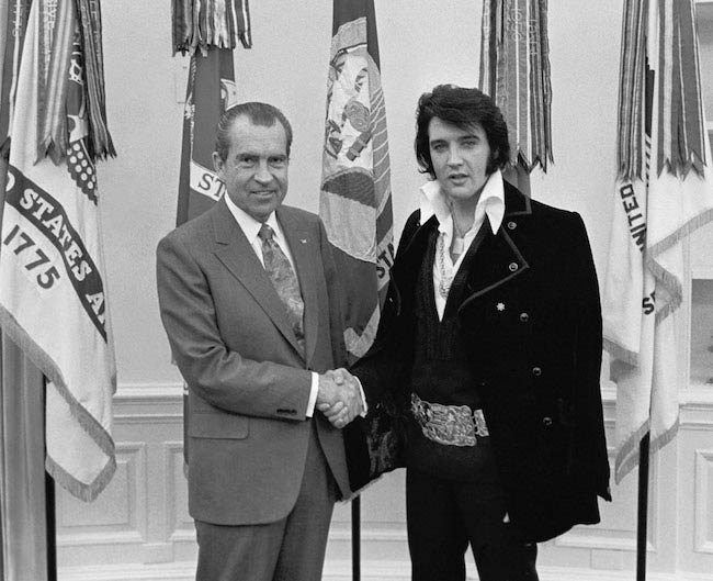 Elvis Presley during a meet with 37th US President Richard Nixon in 1970