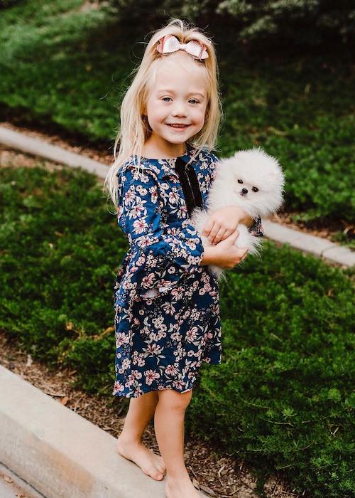 Everleigh Soutas with her dog Carl in November 2017