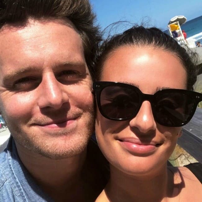 Jonathan Groff and Lea Michele in a selfie in April 2018