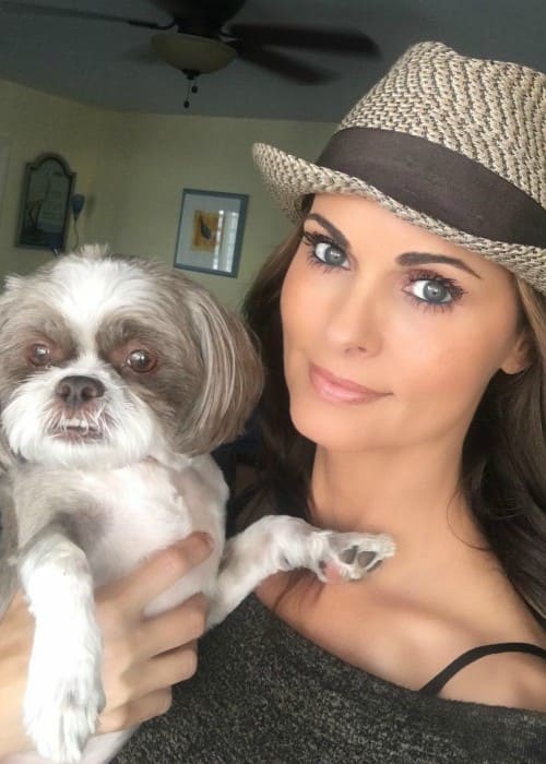 Karen McDougal with her dog as seen in May 2018