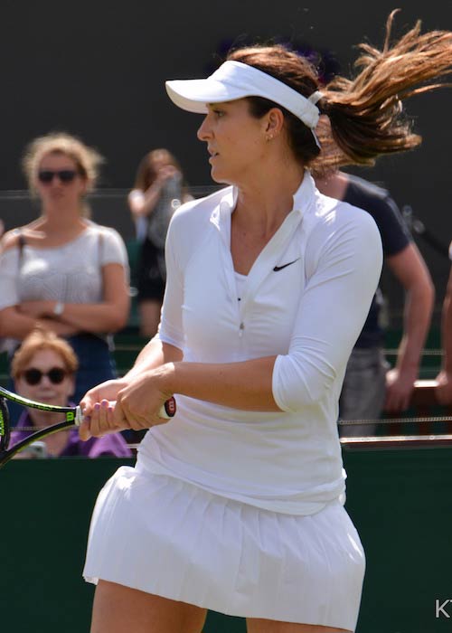 Laura Robson playing a shot during a match in July 2016