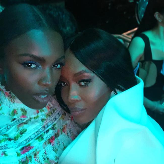 Leomie Anderson in a modeling shoot with model Naomi Campbell in May 2018