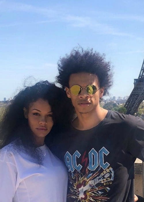 Leroy Sané and Candice Brook as seen in April 2018