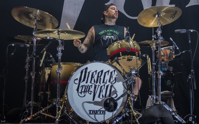 Mike Fuentes of Pierce the Veil performing in Rock im Park 2017 music festival