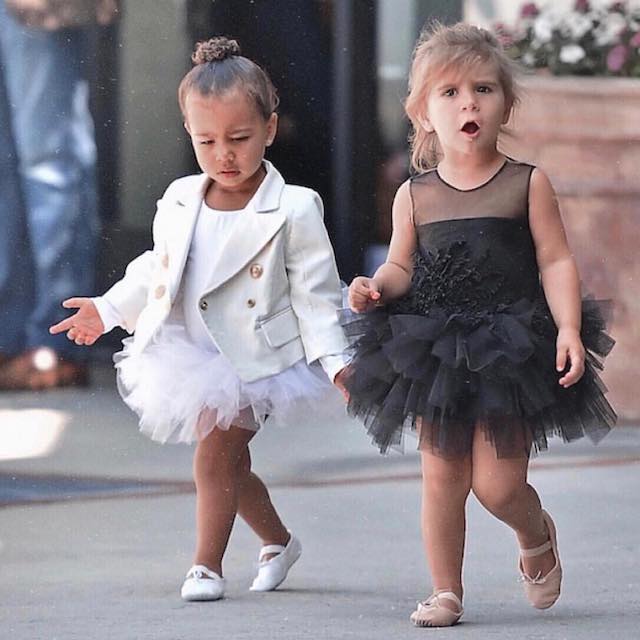 North West (Left) with her cousin Penelope Disick in January 2017