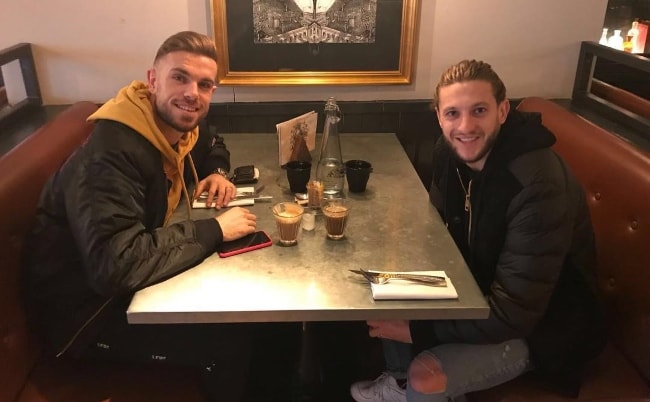 Adam Lallana (Right) having brunch with Jordan Henderson in February 2018