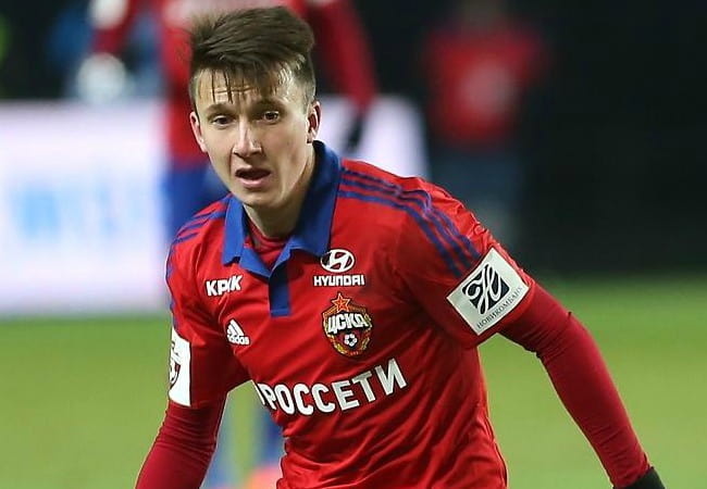 Aleksandr Golovin in action for PFC CSKA Moscow in a game against FC Kuban Krasnodar in March 2016