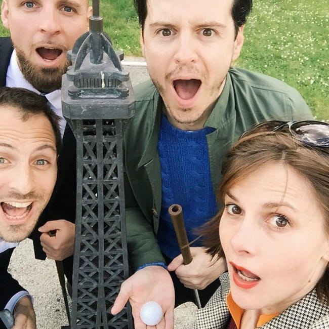 Andrew Scott in a selfie with his friends as seen in April 2016