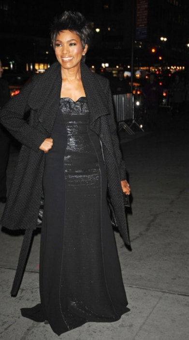 Angela Bassett sporting a black dress at the National Board of Review Awards Gala in New York City in January 2013