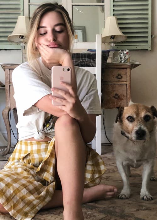 Bean McLean in a selfie with her dog in May 2018