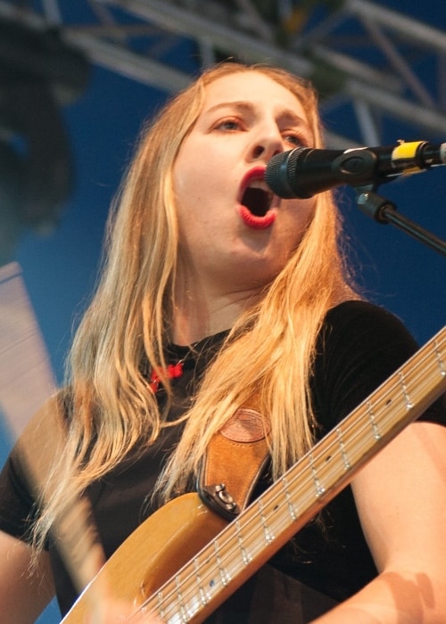 Este Haim while performing in Gothenburg, Sweden at the 2013 Way Out West