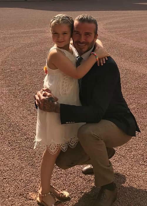 Harper Beckham and David Beckham in an Instagram post in July 2017