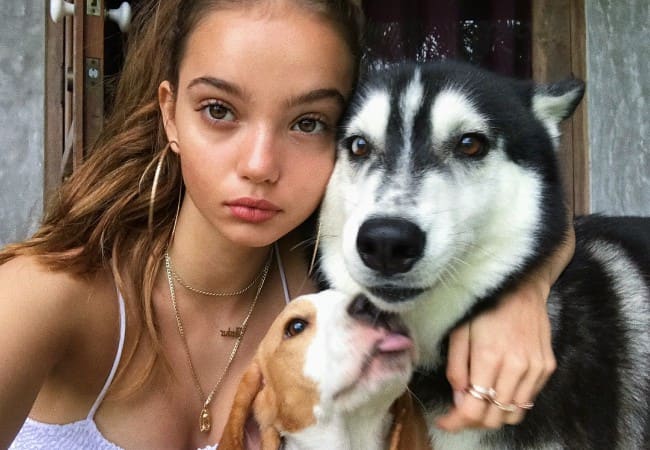 Inka Williams in a selfie with her dogs as seen in December 2017