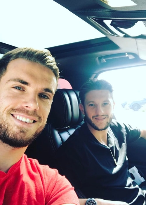 Jordan Henderson (left) in an Instagram selfie with Adam Lallana (right) in May 2017