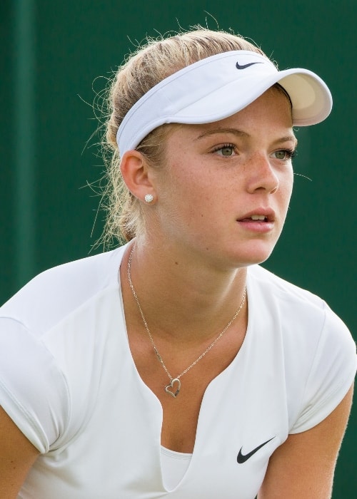 Katie Swan during the first round of the 2015 Wimbledon Qualifying Tournament