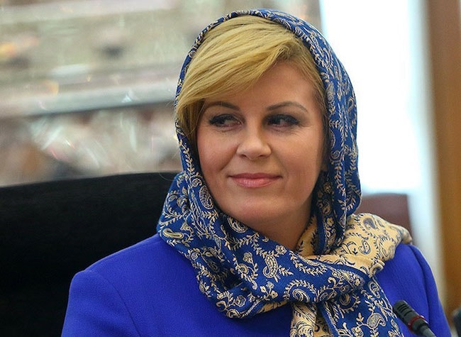 Kolinda Grabar-Kitarović during a meeting with Ali Larijani spokeman of Parliament of Iran in May 2016